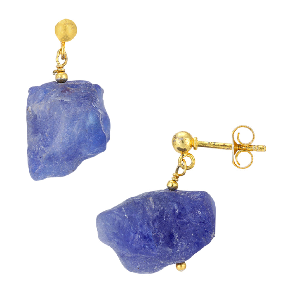 Blue Tanzanite Drop 925 Gold Plated Earrings