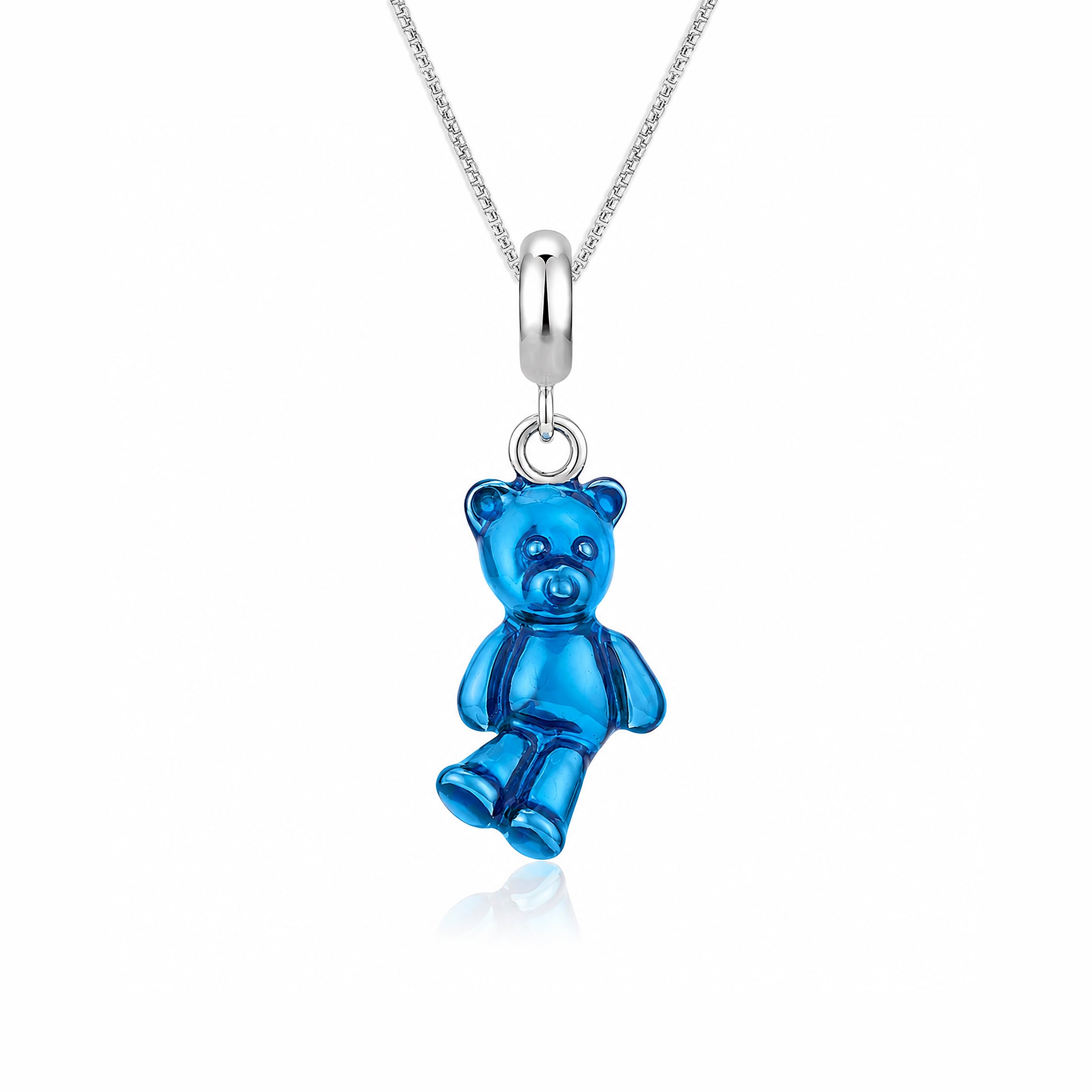 Blue Teddy 925 Sterling Silver Playful Bear Pendant
