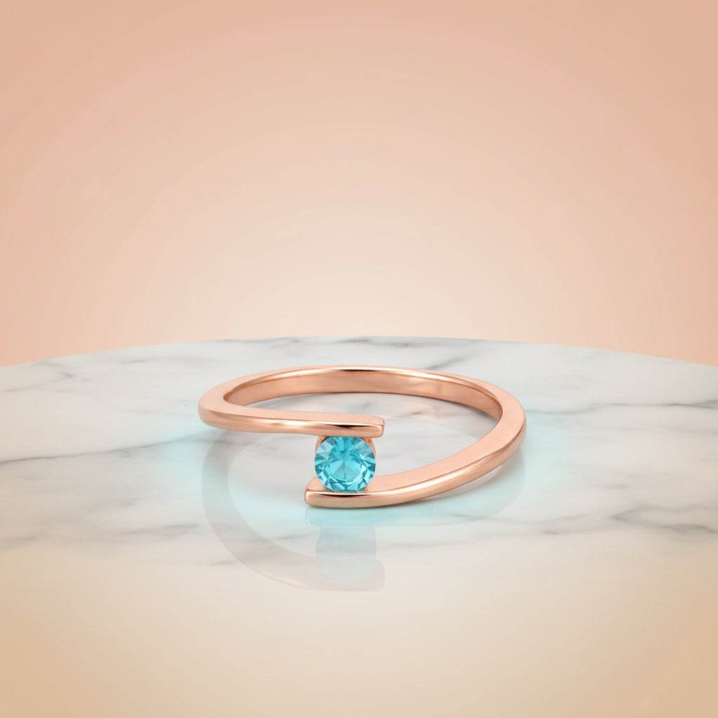 Blue Topaz Embrace 925 Sterling Silver Rose Gold Ring for Women