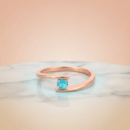 Blue Topaz Embrace 925 Sterling Silver Rose Gold Ring for Women