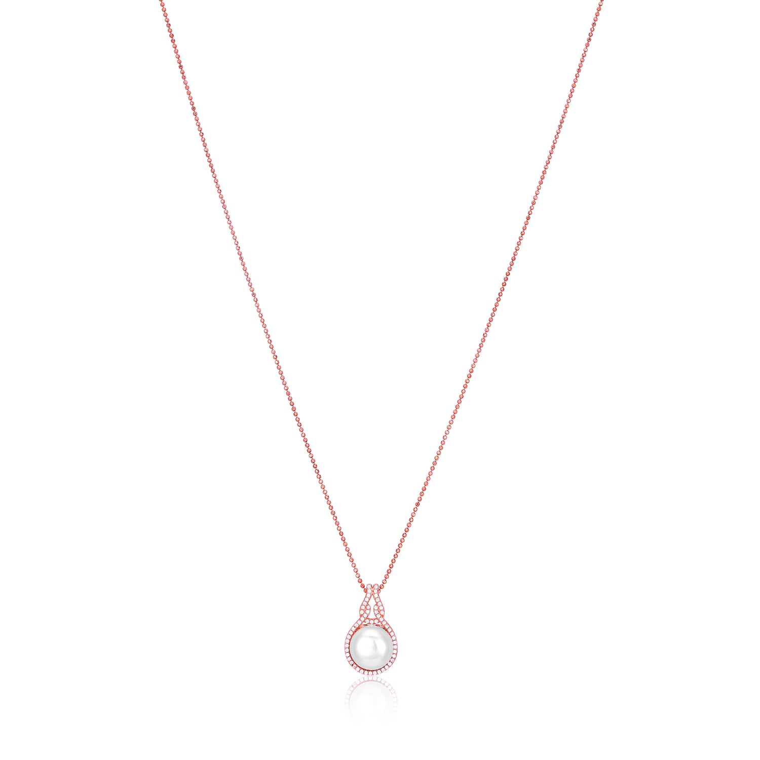 Necklace with a pearl pendant on a white background