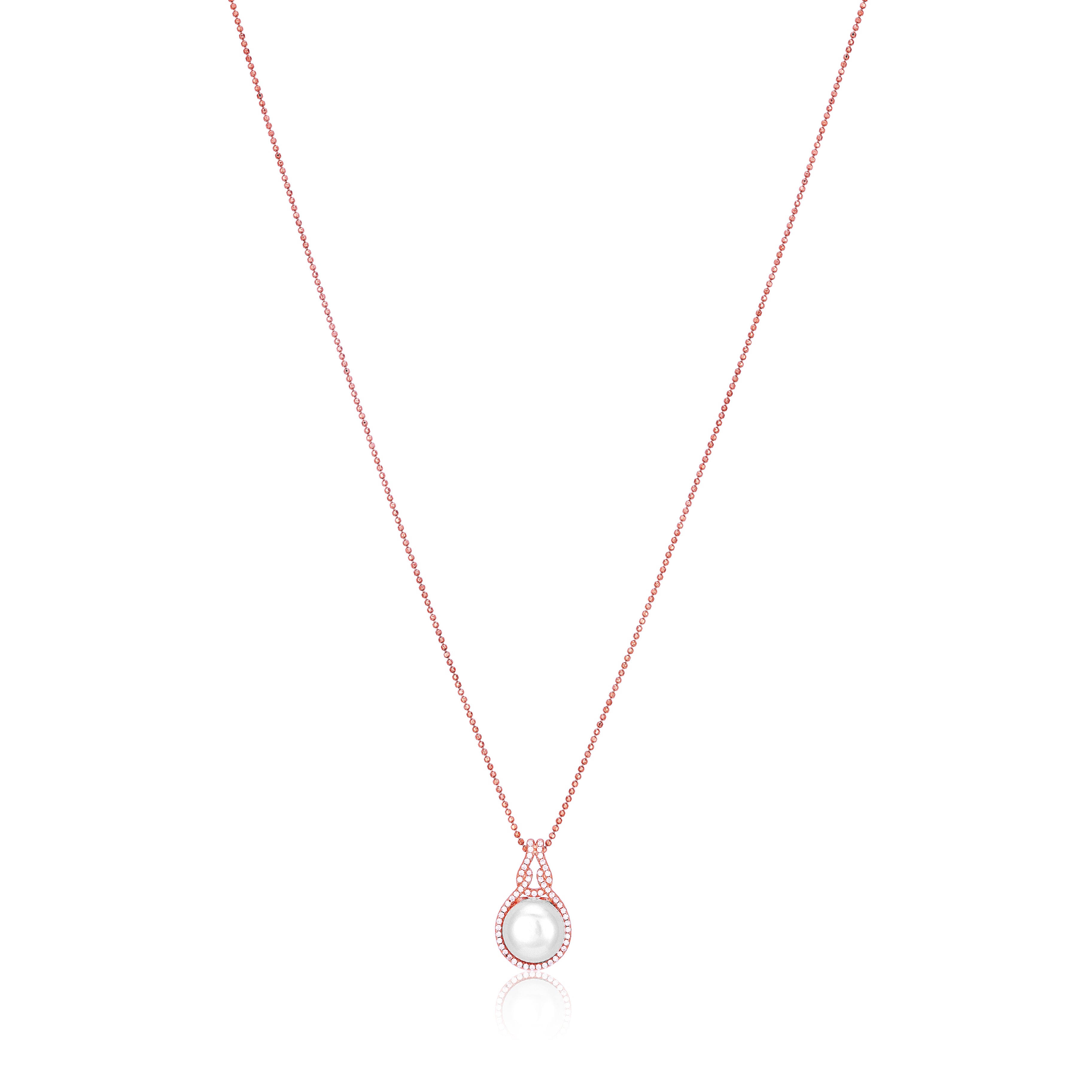 Necklace with a pearl pendant on a white background