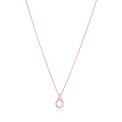 Necklace with a pearl pendant on a white background