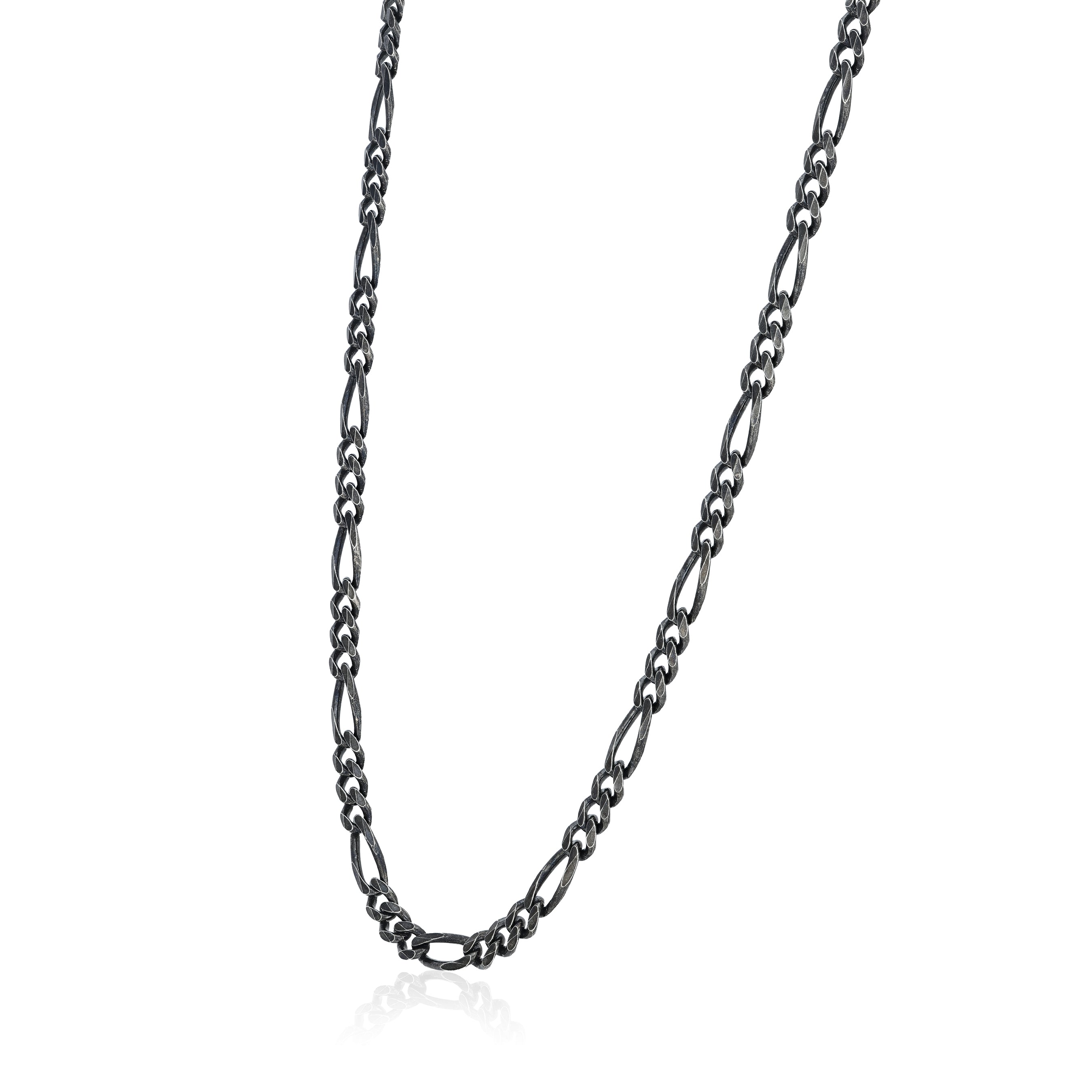 Black chain necklace on a white background