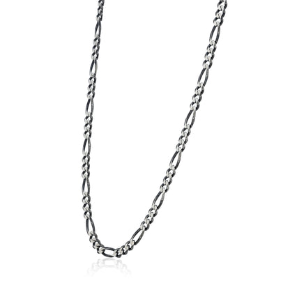 Silver chain necklace on a white background