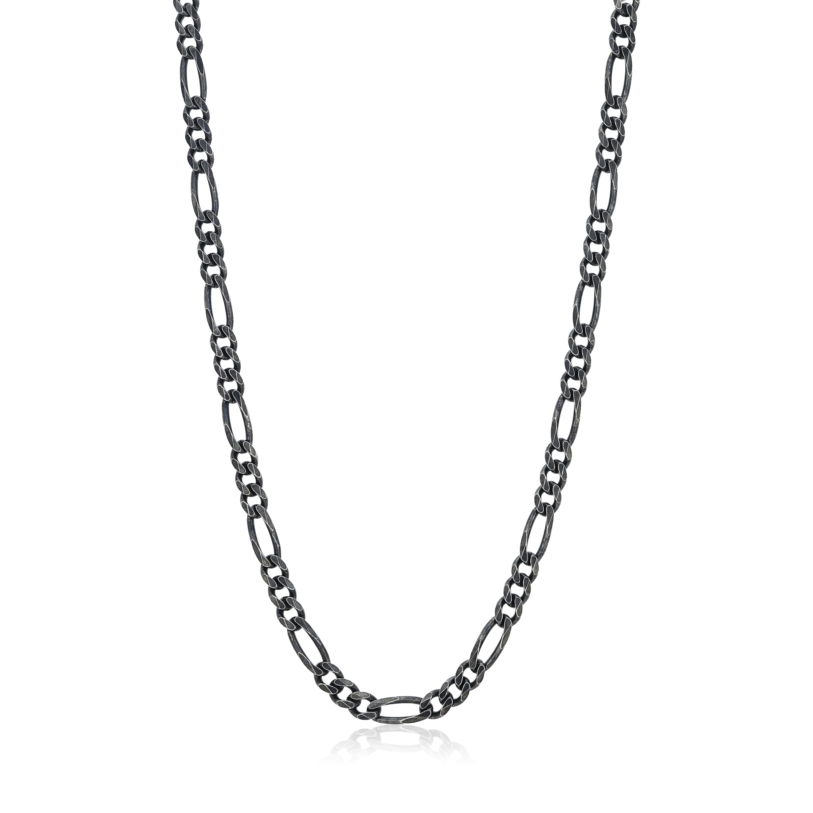 Black chain necklace on a white background