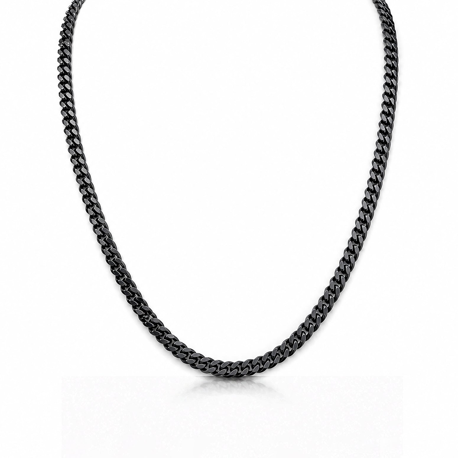 Bold Flat-Edge Shadow Black Heavy Curb Chain