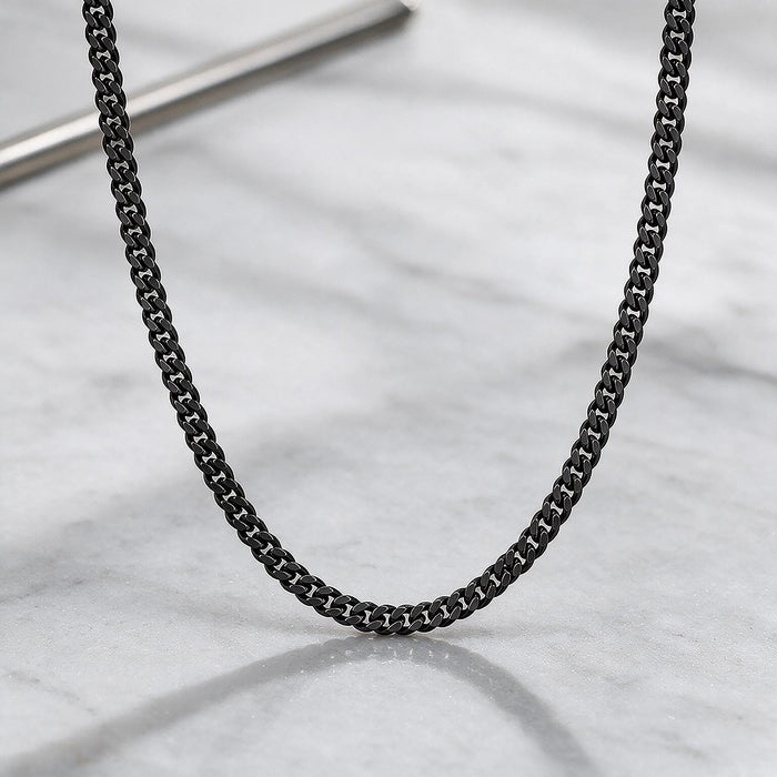 Bold Flat-Edge Shadow Black Heavy Curb Chain