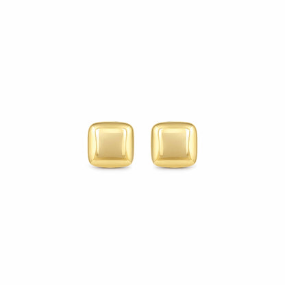 Bold Golden Square Sterling Silver Earring
