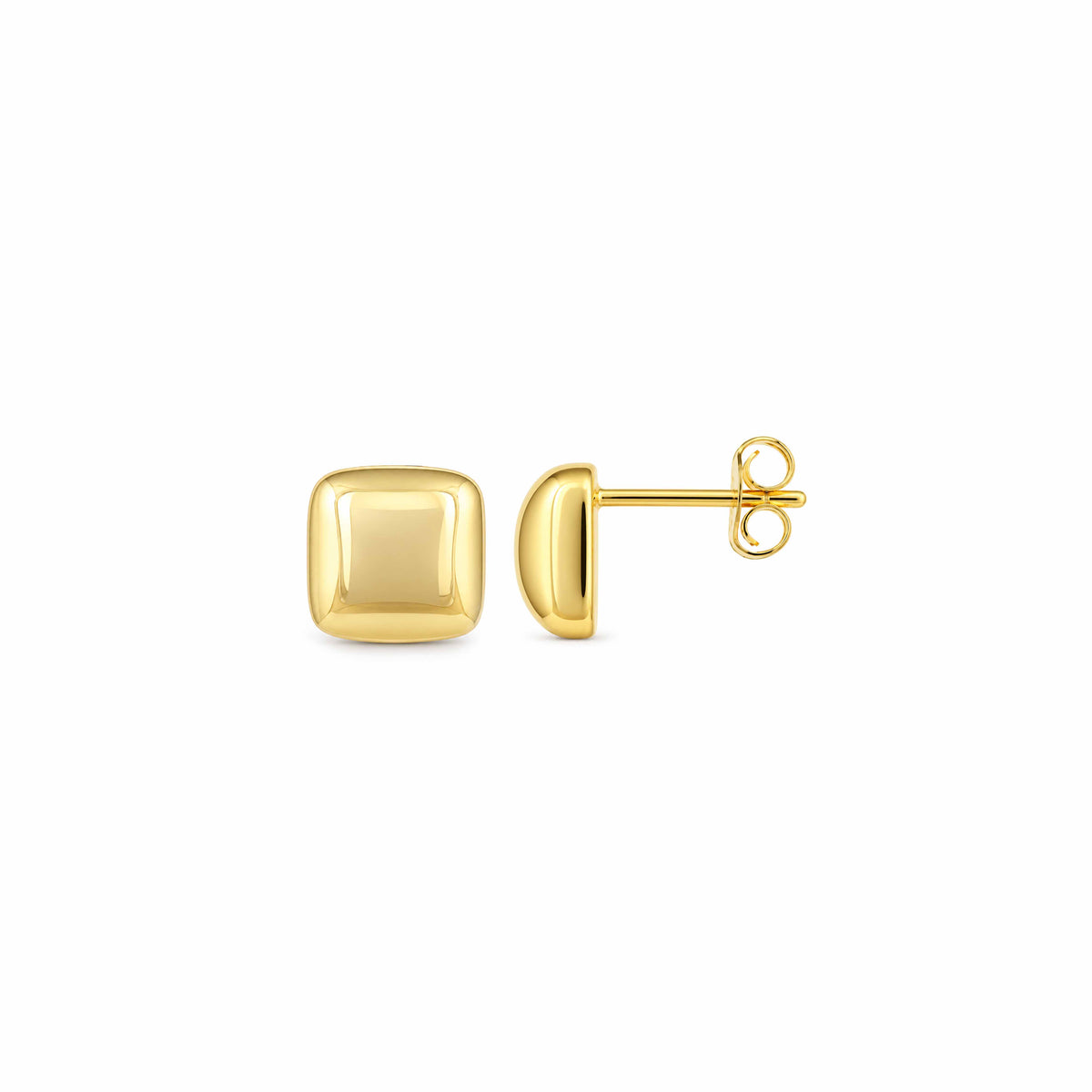 Bold Golden Square Sterling Silver Earring