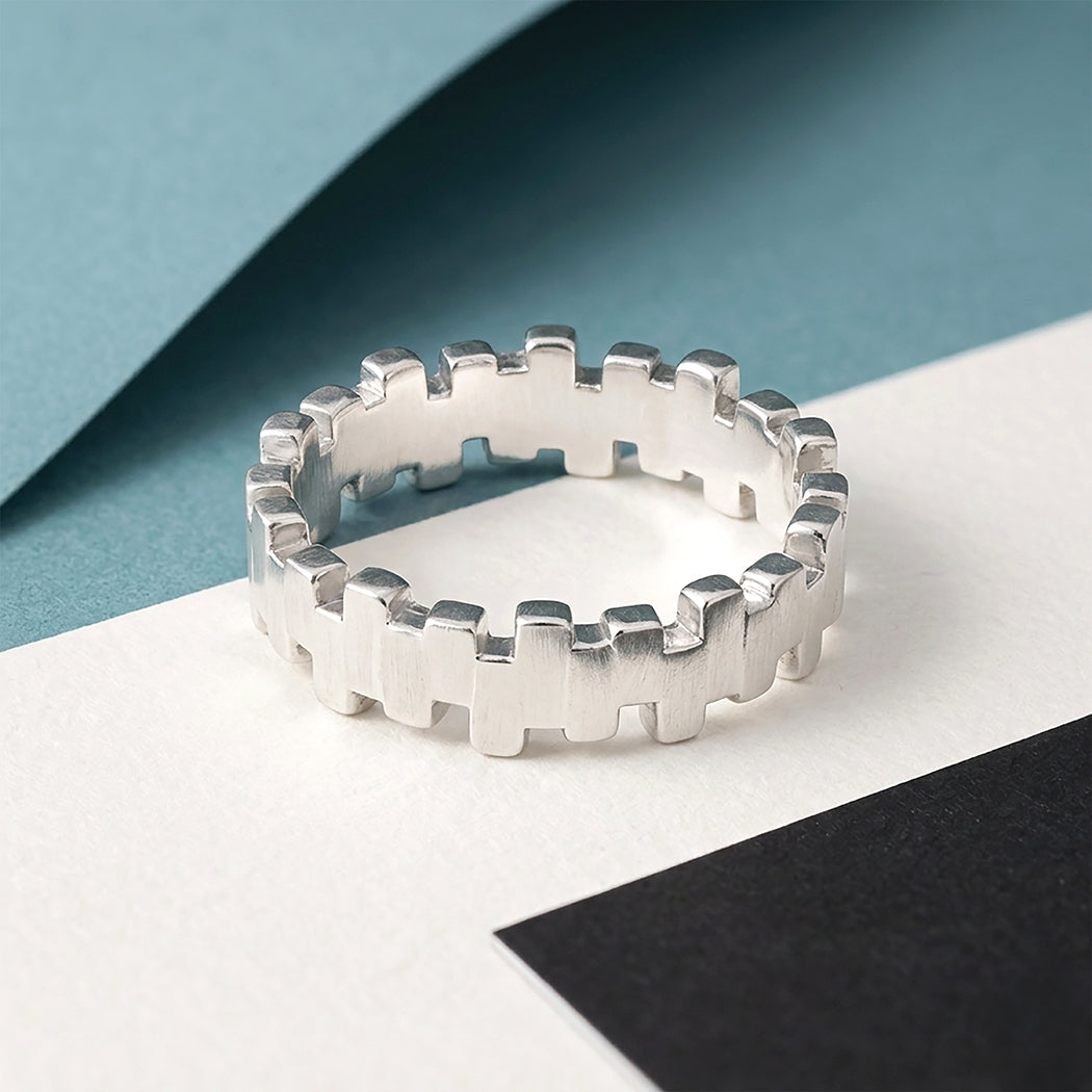 Bold Greek Pillar Crown Design 925 Sterling Silver Ring for women