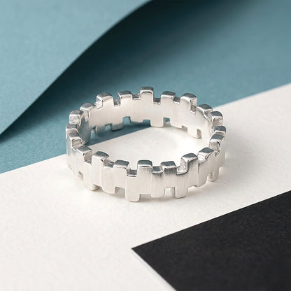 Bold Greek Pillar Crown Design 925 Sterling Silver Ring for women