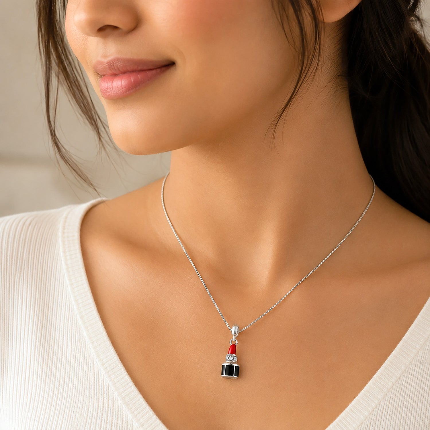 Bold Lipstick 925 Sterling Silver Beauty Pendant