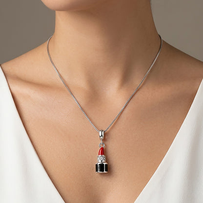 Bold Lipstick 925 Sterling Silver Beauty Pendant