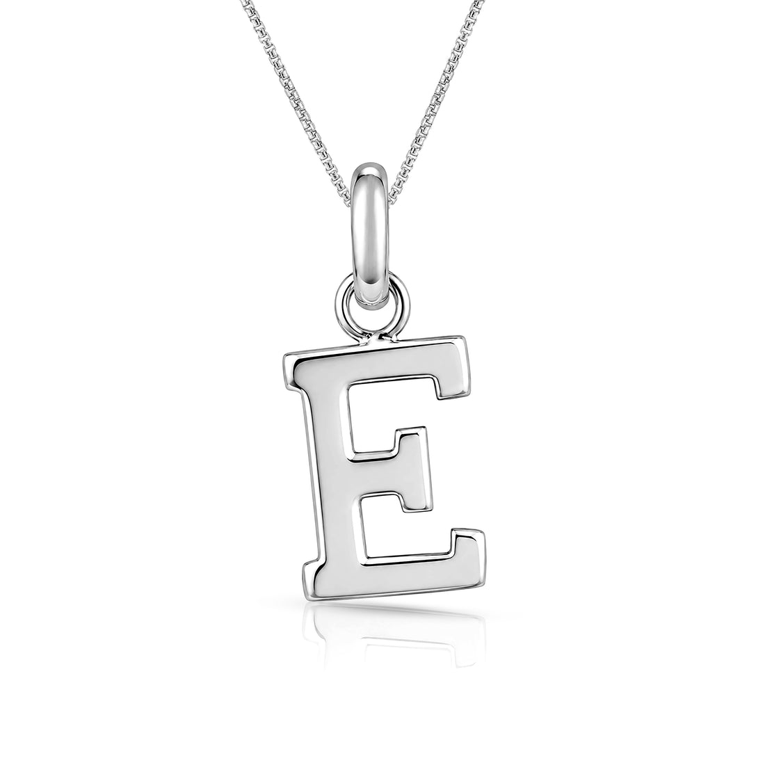 Bold Minimal E Letter 925 Sterling Silver Pendant 