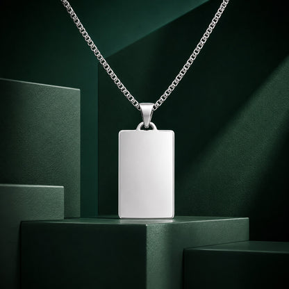 Bold Rectangular Pattern 925 Sterling Silver Personalised Pendant for Men