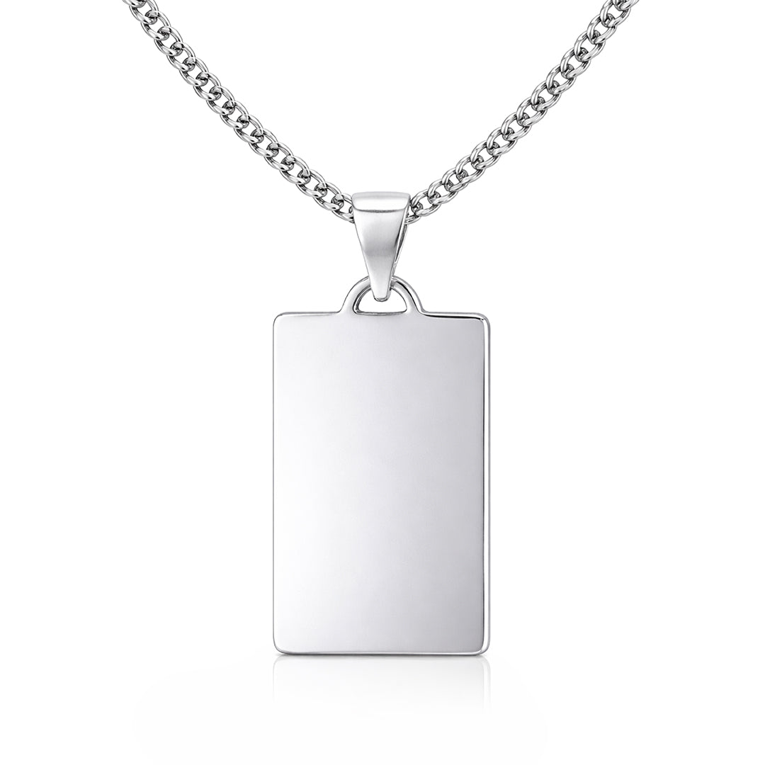 Bold Rectangular Pattern 925 Sterling Silver Personalised Pendant for Men