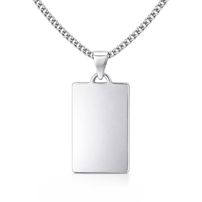 Bold Rectangular Pattern 925 Sterling Silver Personalised Pendant for Men