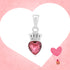 Bold Red Heart Rhodium Plated Crowned Pendants