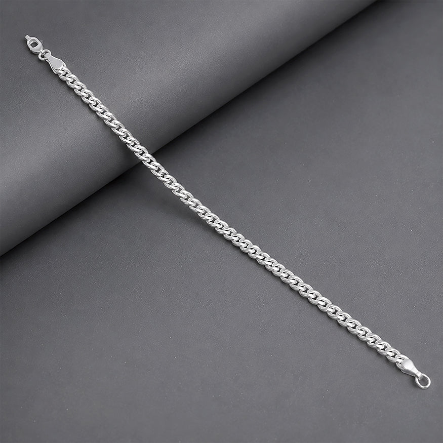 Bold Sleek Link 925 Sterling Silver Bracelet for Men