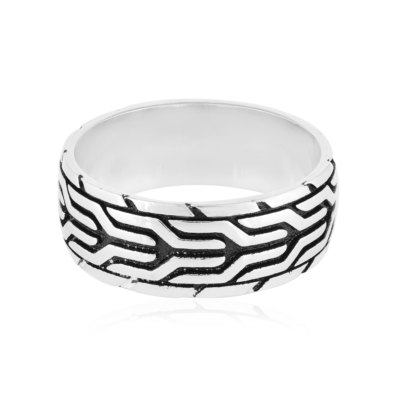 925 Bold Textured Sterling Silver Oxidised Ring
