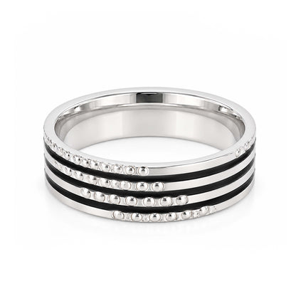 Bold Triple Line Silver Grooved Ring