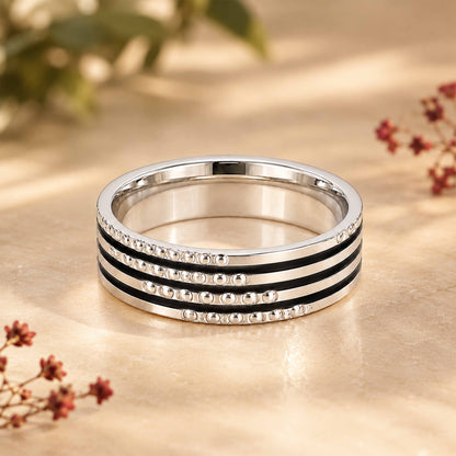 Bold Triple Line Silver Grooved Ring