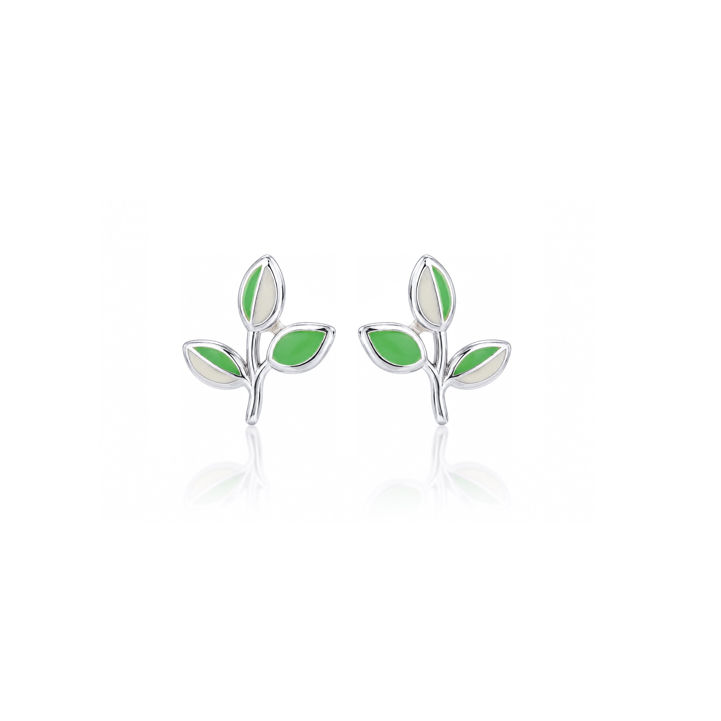 Botanical Leaf Glow 925 Sterling Silver Stud for Kids