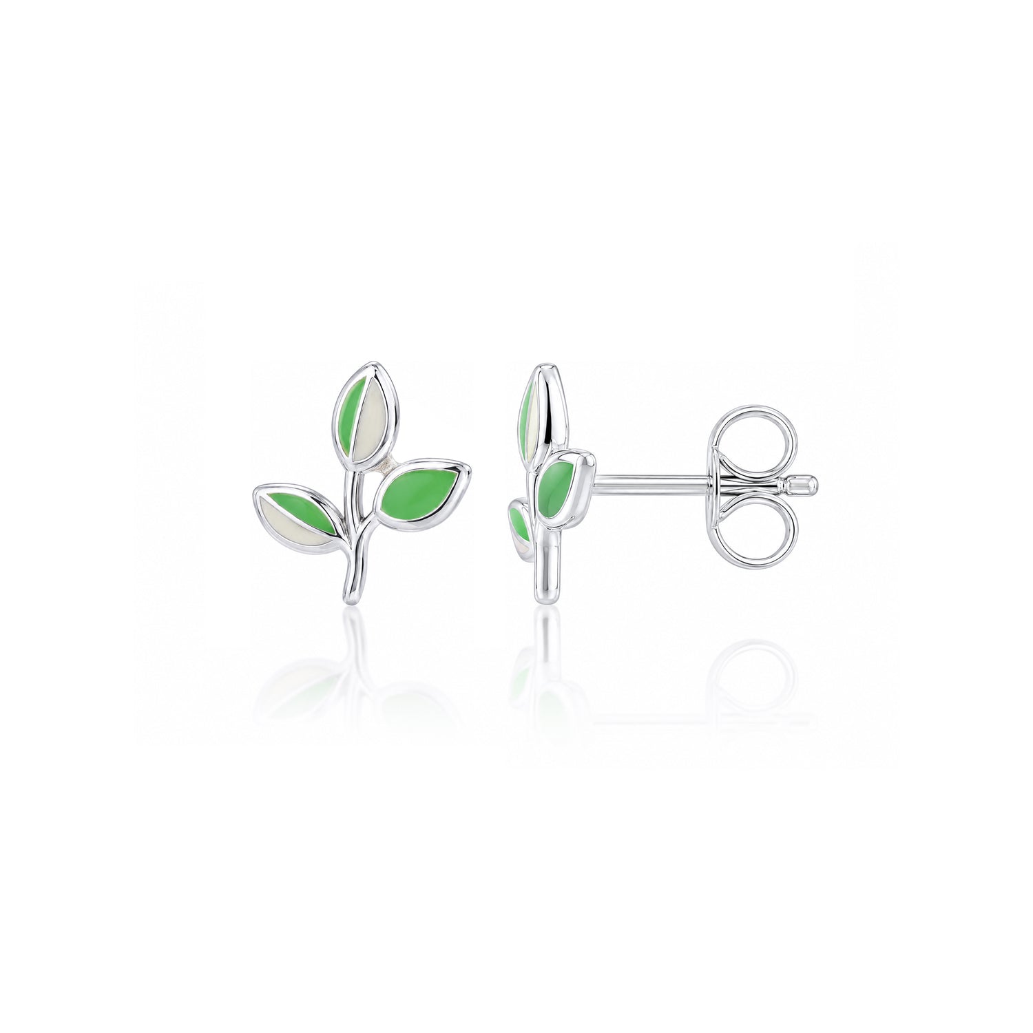 Botanical Leaf Glow 925 Sterling Silver Stud for Kids