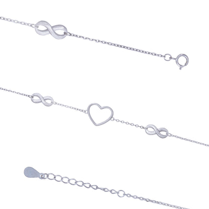 Boundless Heart 925 Rhodium Infinity Love Bracelets