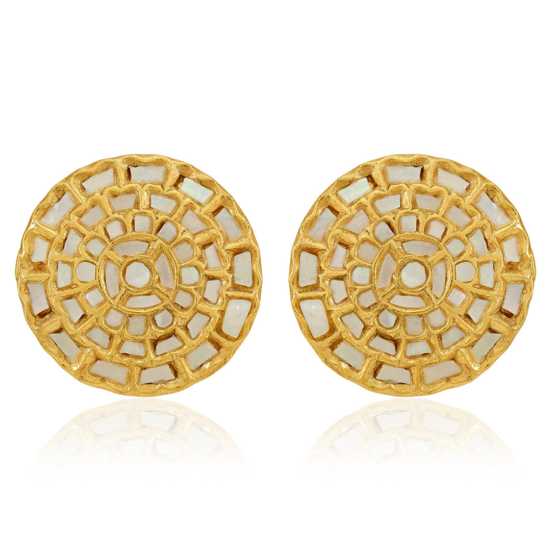 Brass Mandala Charm Sterling Silver Earring