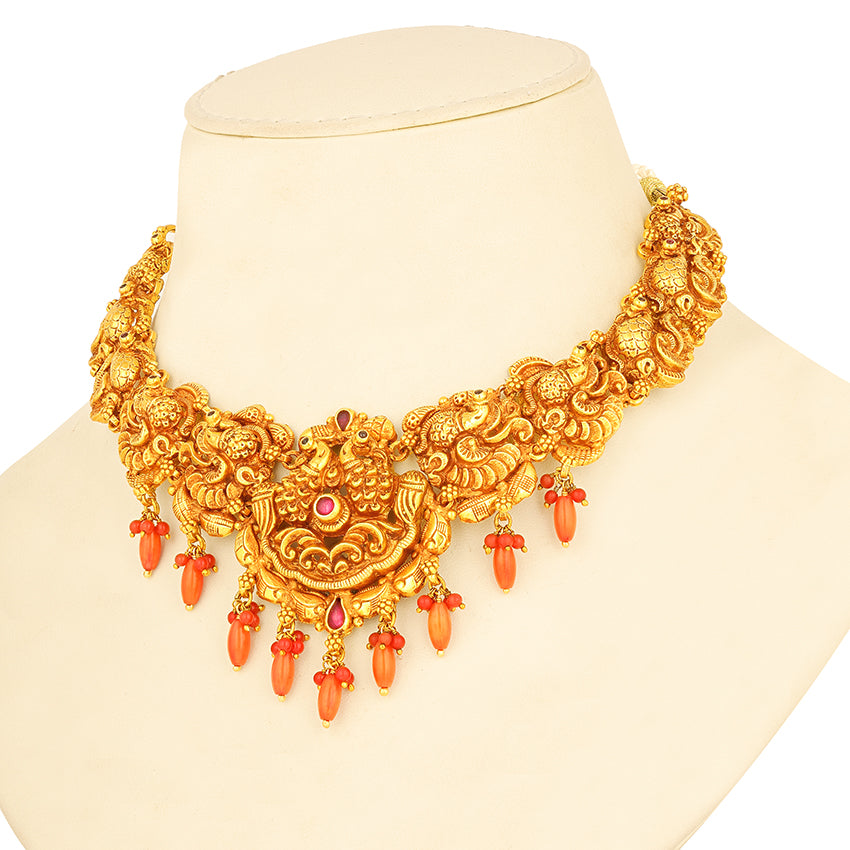 Bridal Nakshi 925 Sterling Silver Peacock Motif Necklace for women