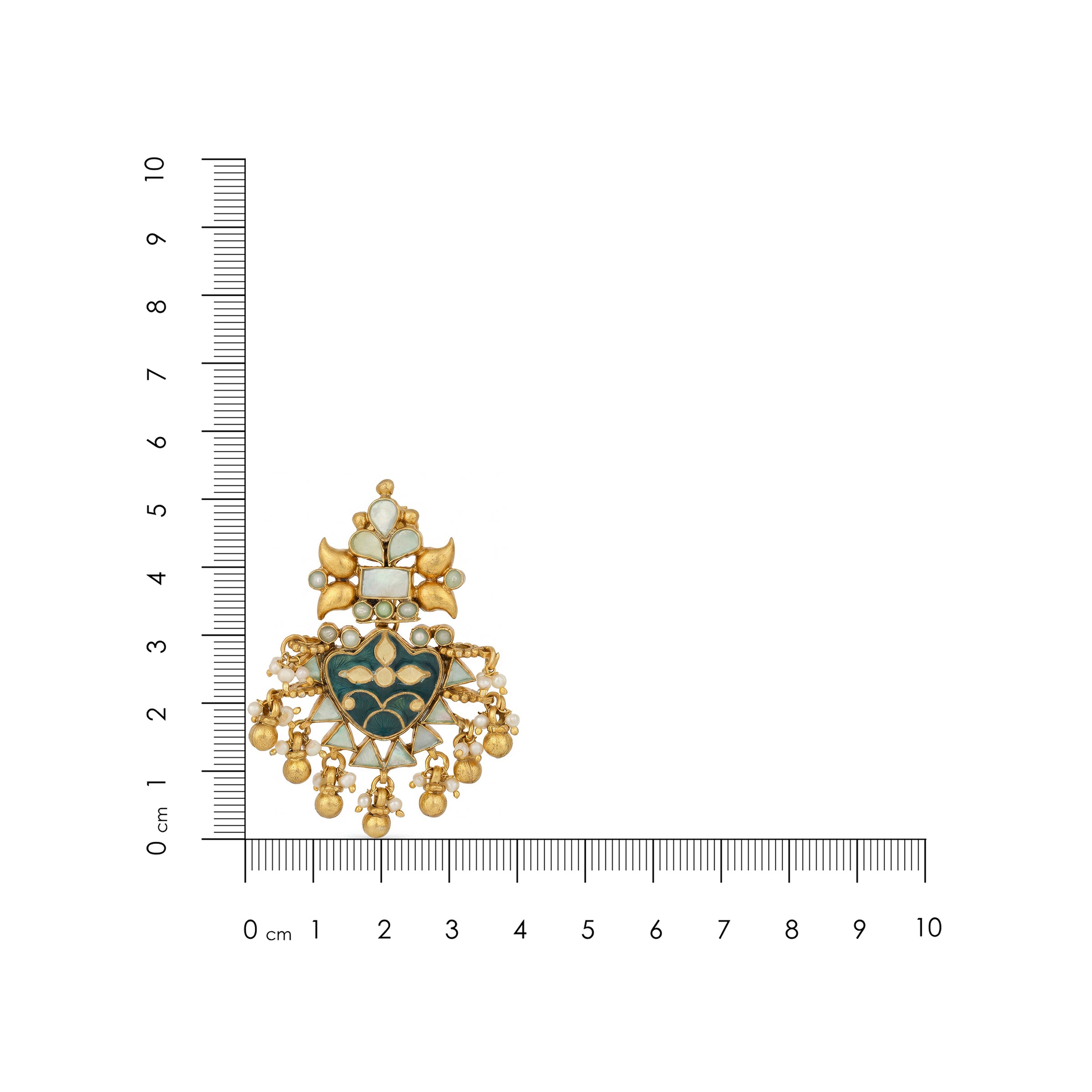 Bridal Temple Green Golden Drop 925 Sterling Silver Earring