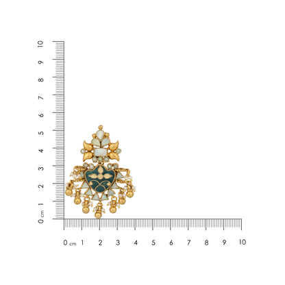 Bridal Temple Green Golden Drop 925 Sterling Silver Earring