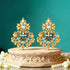Bridal Temple Green Golden Drop 925 Sterling Silver Earring