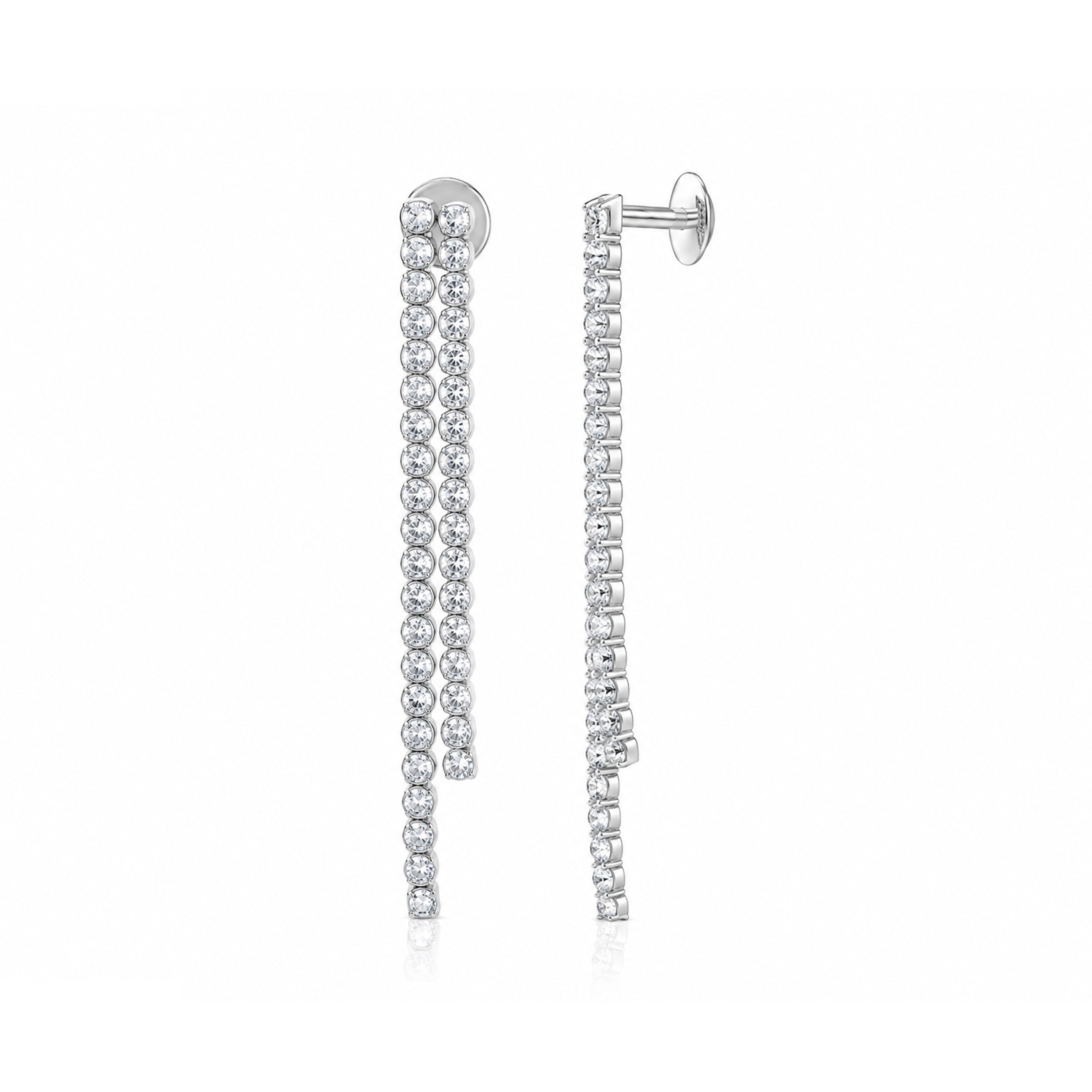 Brilliant Dual Strand 925 Sterling Silver Earring for Women