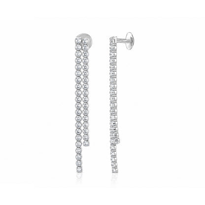 Brilliant Dual Strand 925 Sterling Silver Earring for Women