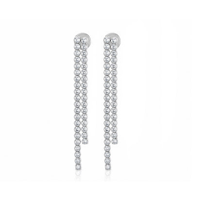 Brilliant Dual Strand 925 Sterling Silver Earring for Women