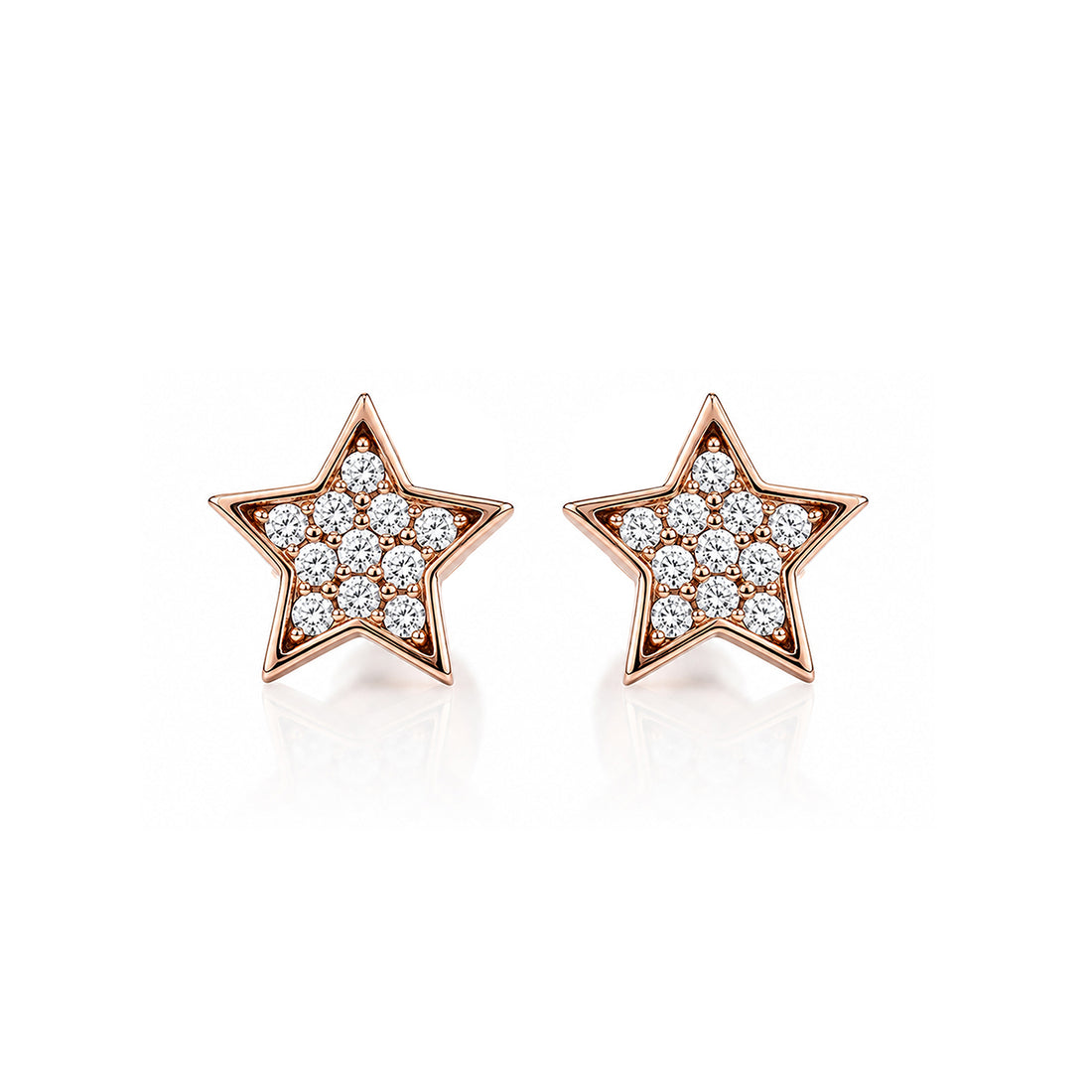 Brilliant Rose Gold Star 925 Sterling Silver Stud for Women
