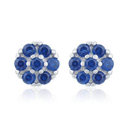 Brilliant Blue Bloom 925 Sterling Silver Stud for Women