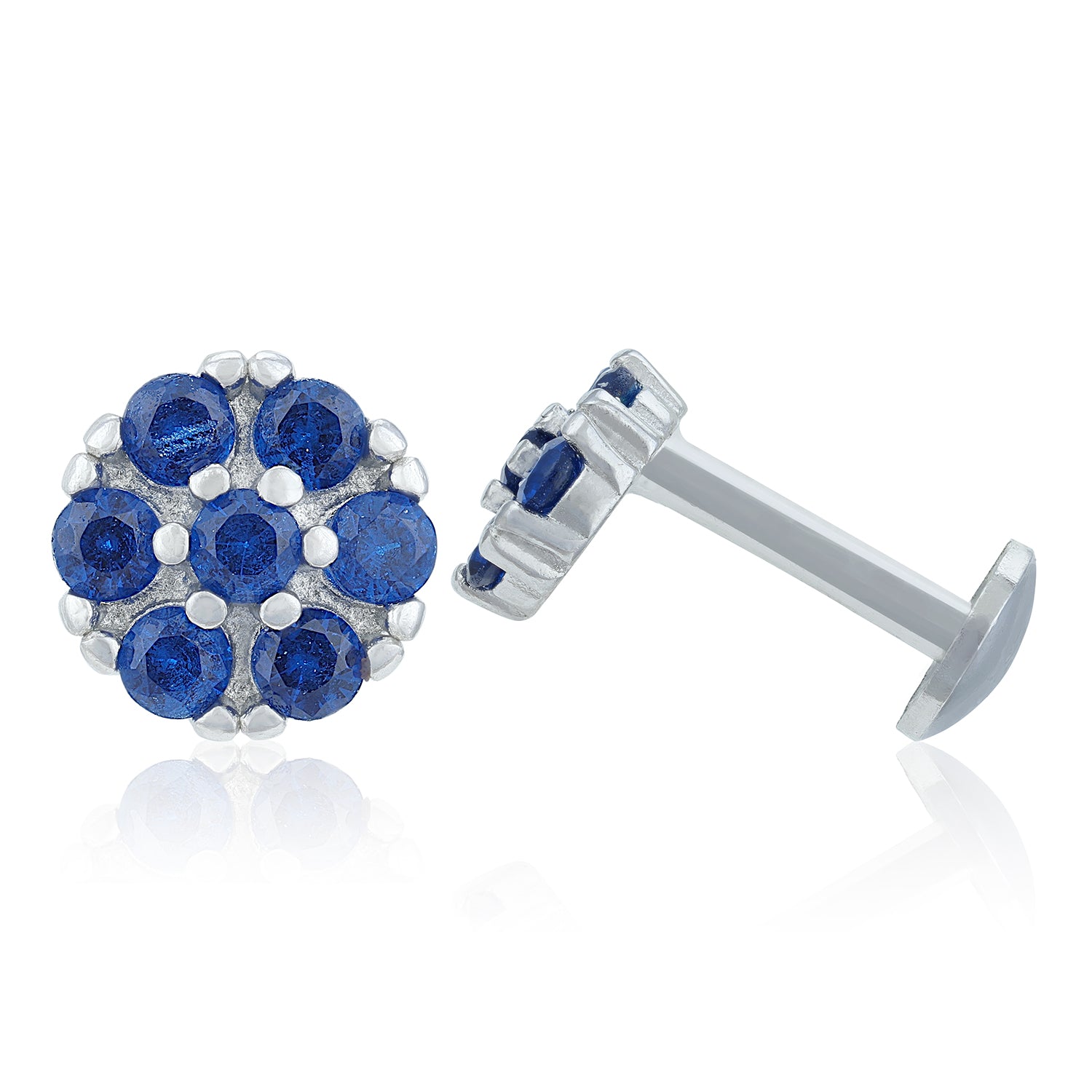 Brilliant Blue Bloom 925 Sterling Silver Stud for Women