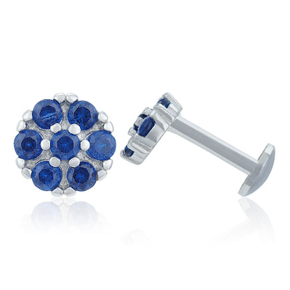 Brilliant Blue Bloom 925 Sterling Silver Stud for Women