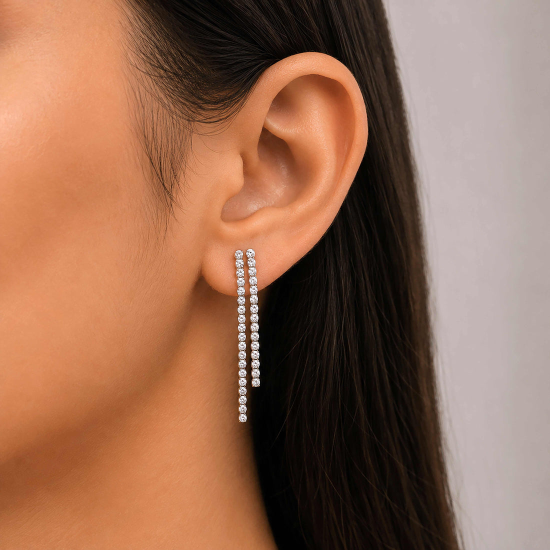 Brilliant Dual Strand 925 Sterling Silver Earring for Women
