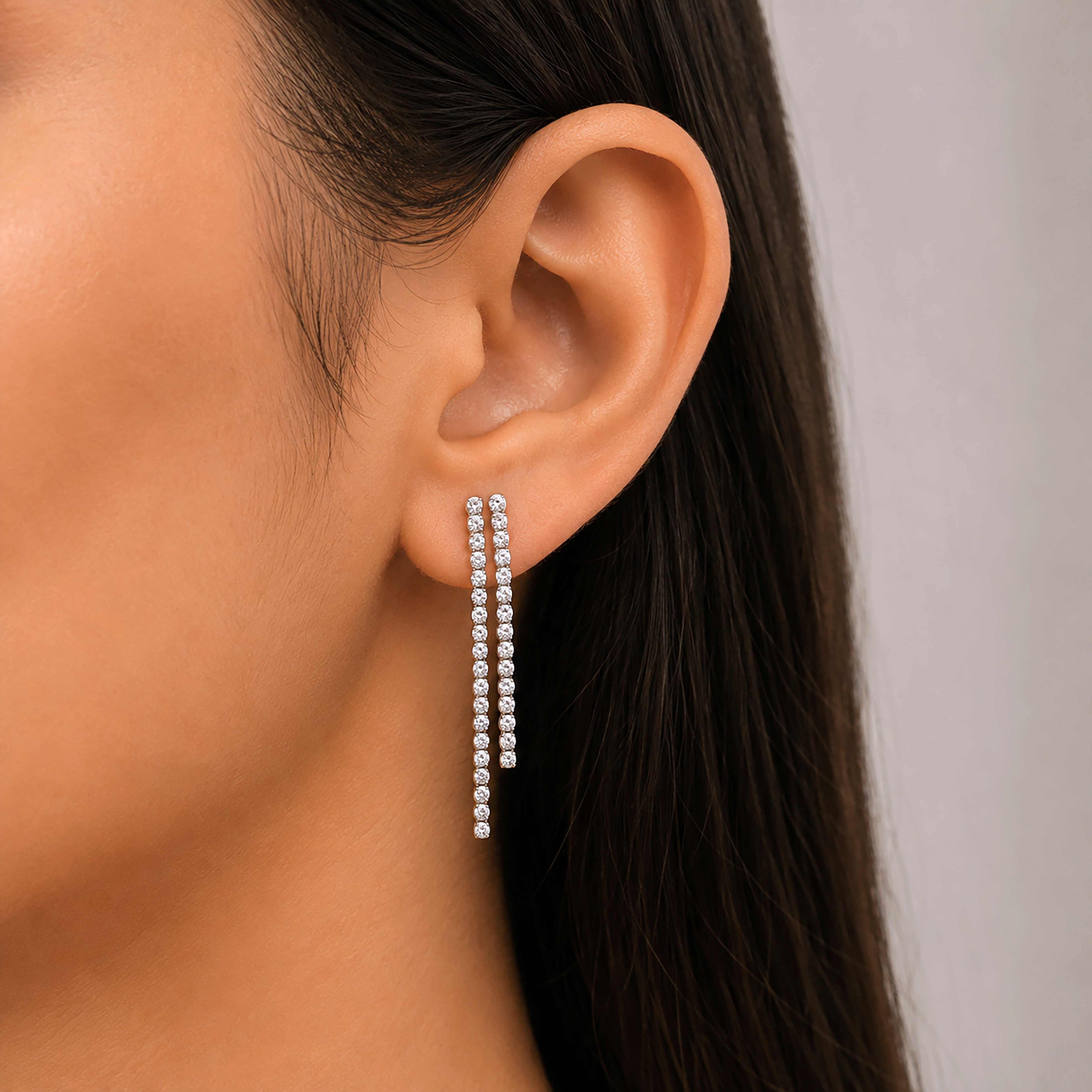 Brilliant Dual Strand 925 Sterling Silver Earring for Women