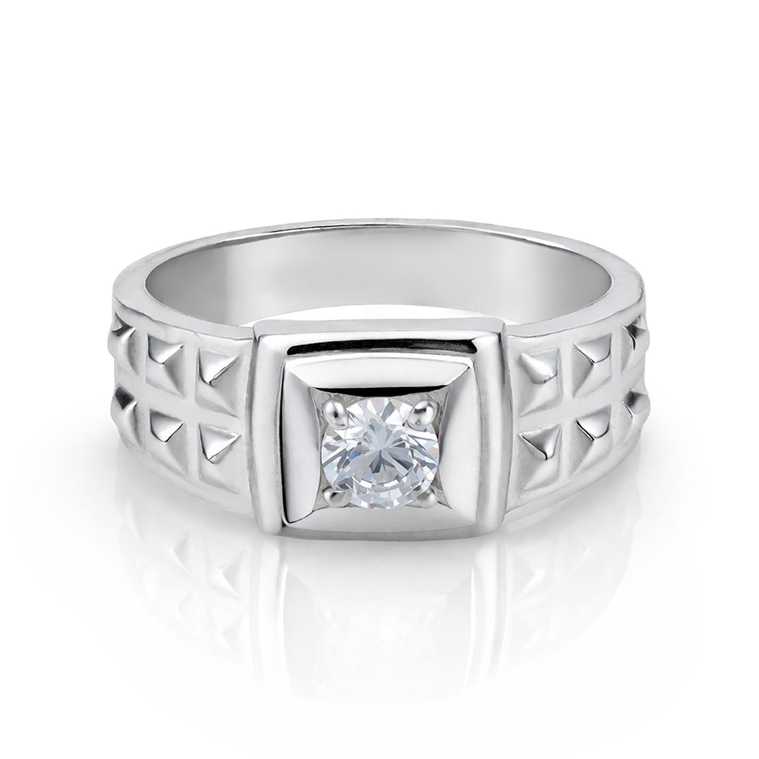 Brilliant Rectangle Cut 925 Sterling Silver Ring for Men