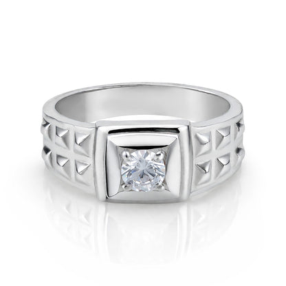 Brilliant Rectangle Cut 925 Sterling Silver Ring for Men