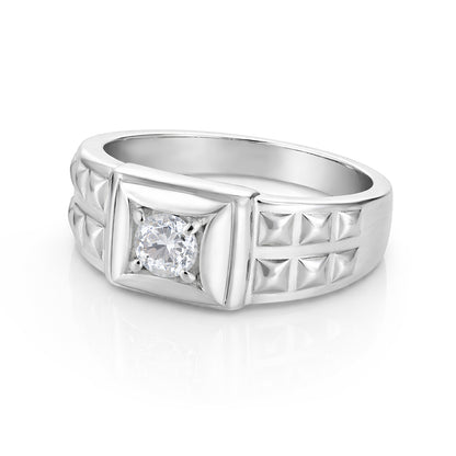 Brilliant Rectangle Cut 925 Sterling Silver Ring for Men