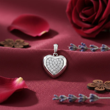 Brilliant Romantic Heart Shine Charm 925 Sterling Silver Pendant for women