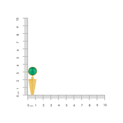 Brushed Gold Geometric Green Spike Earrings