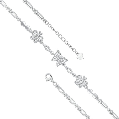 Butterfly Bloom 925 Sterling Silver Bracelet